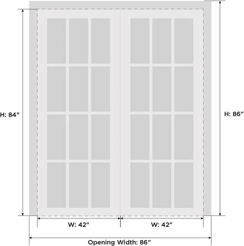 Vista 5 de SARTODOORS Puertas dobles francesas macizas de vidrio transparente de 84 x 84 pulgadas Lucia 2555 blanco mate Adornos de marco de panel sólido