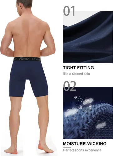 Vista 4 de Roadbox Pantalones cortos de compresión para hombre, pantalones cortos de compresión de elastano para correr con bolsillo perfecto, XL
