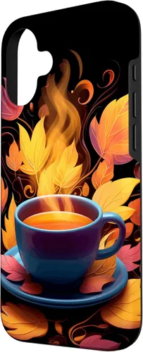 Vista 2 de iPhone 16 Coffee Autumn Leaves Fall Season Caffeine Thanksgiving Case