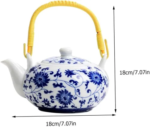 Vista 2 de Zerodeko Tetera con mango Tetera de cerámica vintage Kungfu Tetera de gran capacidad para hotel de oficina