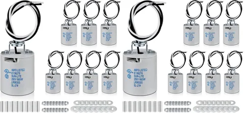 Vista 8 de Enchufe de luz E26,Soporte de lámpara de enchufe de bombilla de tornillo Medimun estándar,Enchufe de luz de porcelana E26 con cable para bombilla