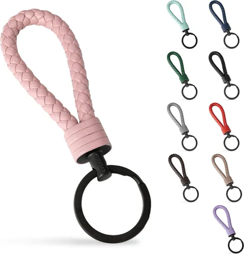 Vista 13 de SERASAR Leather Keychain [Strong] - with Additional Stainless Steel Key Ring for Small Keys - with Gift Box