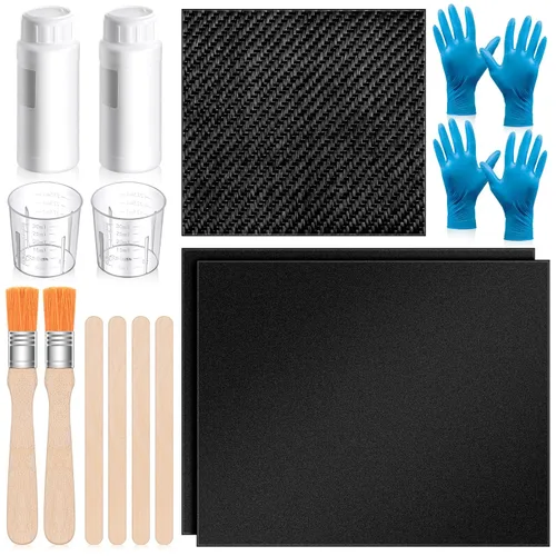 Vista 7 de Teenyyou Kit de reparación de fibra de carbono de 15 piezas con tela de fibra de carbono de tejido liso de 3 k 7.05 oz, endurecedor de resina epoxi