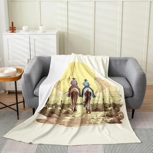 Vista 22 de Erosebridal Manta de vaquero occidental de 40 x 50 pulgadas, diseño del desierto americano del salvaje oeste americano, ilustración dibujada a mano
