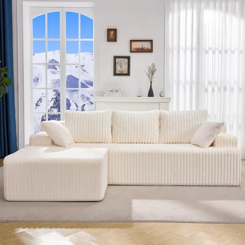 Vista 50 de Hobestluk - Sofá modular sin hueso, sofá seccional en forma de L 96" Right Facing Chaise Black,Memory Foam,Removable Cover,Non-slip Bottom,No