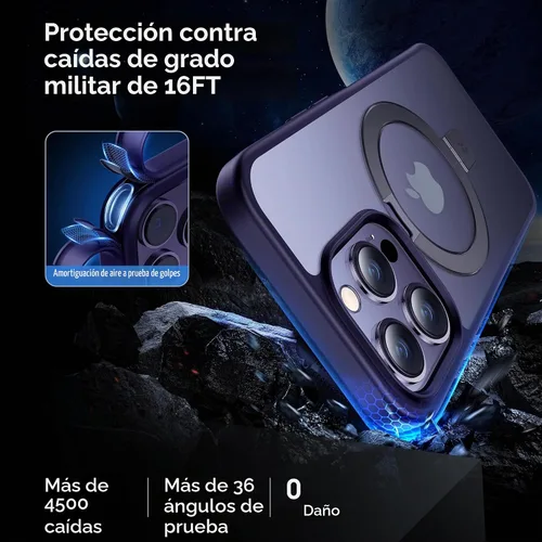 Vista 3 de CASEKOO- Funda para iPhone 14 Pro Max, c/soporte magnético invisible [protecc. militar contra caídas] [compatible c/MagSafe], a prueba de impactos