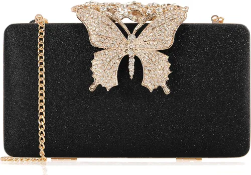 Vista 14 de Dexmay - Bolso de noche para mujer con cierre de mariposa y diamantes de imitación