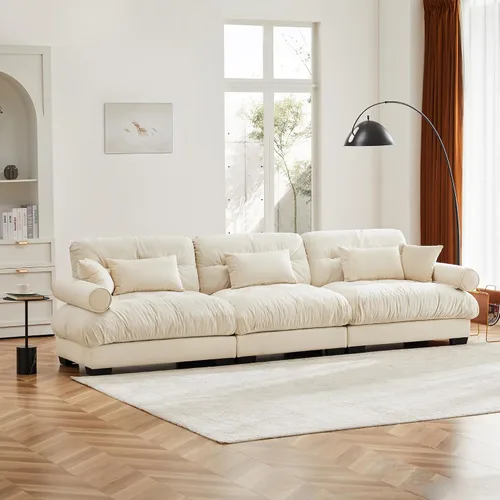 Vista 9 de Otomana beige para sofá modular modular, sofá individual, asiento otomano para sofá modular convertible, sofás de terciopelo para sala de estar