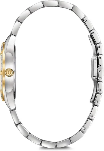 Vista 2 de Bulova Reloj analógico clásico de cuarzo para mujer con correa de acero inoxidable 98R263, Pulsera