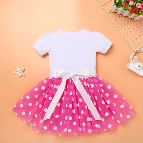 Vista 4 de IMEKIS Traje de cumpleaños para niñas bebés, vestido de lunares, diadema para Halloween, cosplay, sesión de fotos, 1-6T