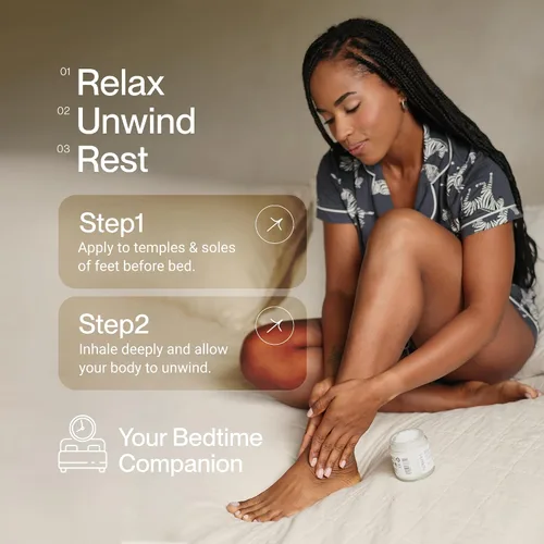 Vista 3 de Sleep Aid - Crema de magnesio - Raíz de valeriana y pasiflora para la calma - Bálsamo nocturno natural para ansiedad y sueño reparador - Con aceite