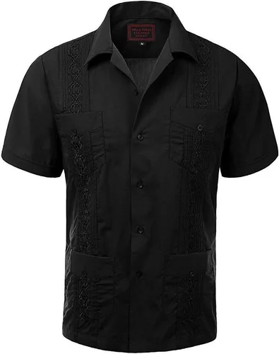 Vista 6 de Maximos Men's Short Sleeve Button-up Cuban Guayabera Dress Shirt