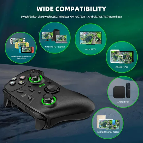 Vista 6 de EasySMX Switch Pro Controller para Nintendo SwitchSwitch LiteOLED controlador inalámbrico con botones programables doble vibración turbo luz LED