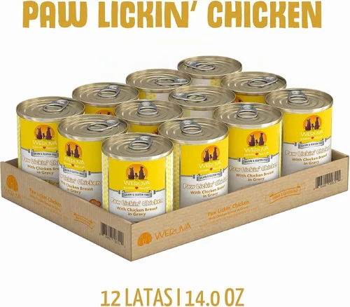 Vista 2 de Weruva Comida Clásica para Perros, Paw Lickin' Chicken con Pechuga de Pollo en Salsa, Lata de 14oz (Paquete de 12)