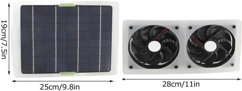 Vista 3 de DAUERHAFT Ventilador solar de 100 W, ventilador de escape solar compacto y ventilador de gallinero para invernaderos, casas de perros, cobertizos