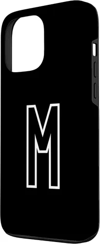 Vista 2 de Funda con monograma inicial favorita para iPhone 13 Pro Max Letra M, color blanco y negro
