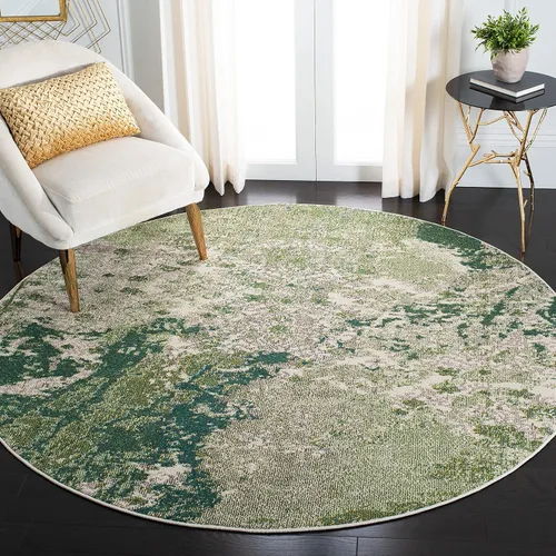 Vista 18 de SAFAVIEH Madison Collection - Alfombra decorativa de 2 pies 2 pulgadas x 4 pies, verde y azul, diseño abstracto moderno, no desprende pelusa