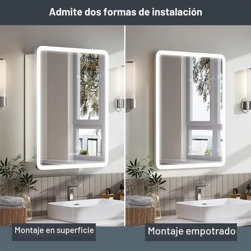 Vista 6 de Botiquín de 16 x 24 pulgadas con luces (con bisagra izquierda), marco de aleación AL, empotrado o superficie, enchufable o cableado, 2