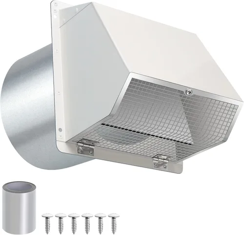 Vista 11 de Cubierta de ventilación para secadora de 3 pulgadas, rejilla de ventilación de pared con pantalla y amortiguador, cubierta de ventilación exterior