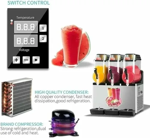 Vista 4 de Máquina comercial de granizado de acero inoxidable de 12/24/36L, para cóctel, jugo de hielo, té, café (negro 24L)