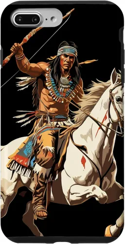Vista 12 de Funda para iPhone 16 nativo americano jefe indio caballero guerrero Cherokee
