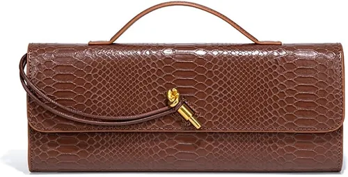 Vista 15 de Bolso de mano de cuero de moda para mujer, bolso de mano cruzado con estampado de cocodrilo