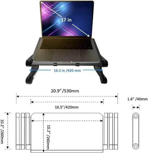 Vista 3 de Bandeja de escritorio ergonómica con ventilación para computadora portátil (16.535 x 10.236 in con alfombrilla de mouse y ventiladores dobles, negro)