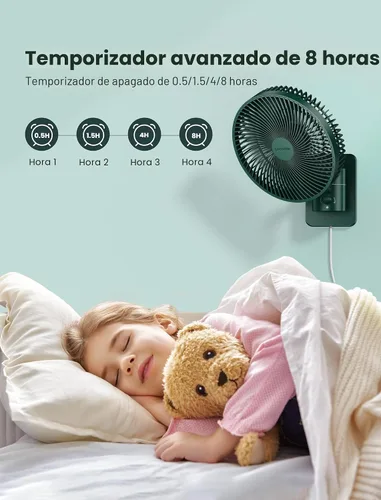 Vista 5 de Comoistar - Ventilador oscilante montado en pared con control remoto y temporizador, ventilador pequeño de 8.5 pulgadas para RV con 4 velocidades