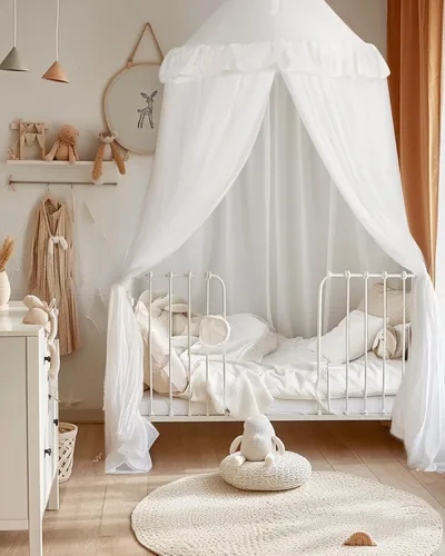 Vista 8 de Dosel de cama con luces de estrella, dosel de doble capa para cama, tienda de campaña de princesa para habitación de niñas, cortina de dosel