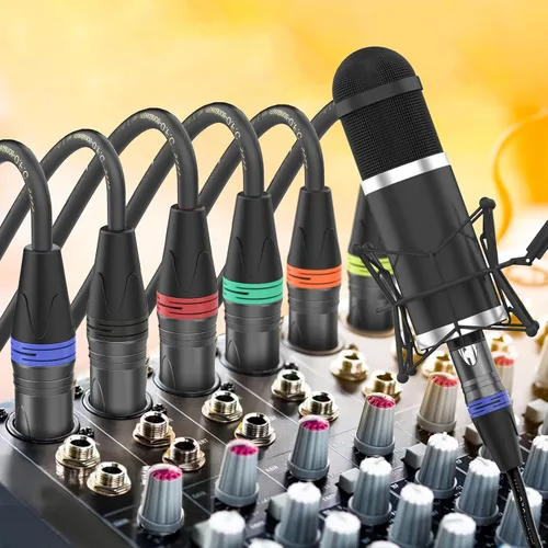 Vista 7 de XLR Cables - Cable de micrófono XLR profesional de 3 pines X L R de 3 pines chapado en oro, cable de micrófono equilibrado, multicolor