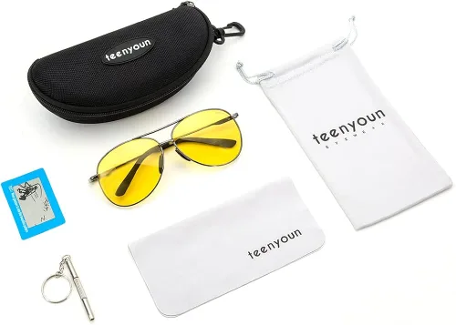 Vista 5 de teenyoun Gafas de sol de aviador para hombres y mujeres, 100% protección UV, lentes de sol polarizados