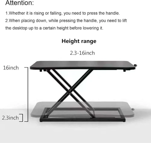 Vista 2 de Convertidor de escritorio de pie ajustable en altura, soporte de teclado de computadora para escritorio, elevador de teclado para elevador