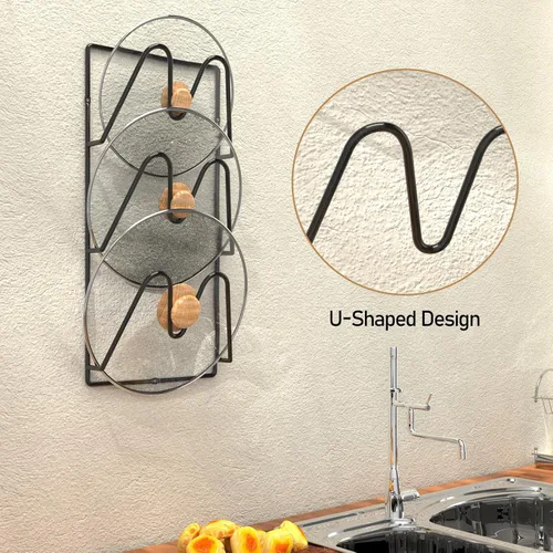Vista 3 de Organizador de Tapas de Ollas, Soporte Organizador de Tapas de Ollas y Sartenes de 6 Niveles para Almacenamiento de Cocina en Gabinete