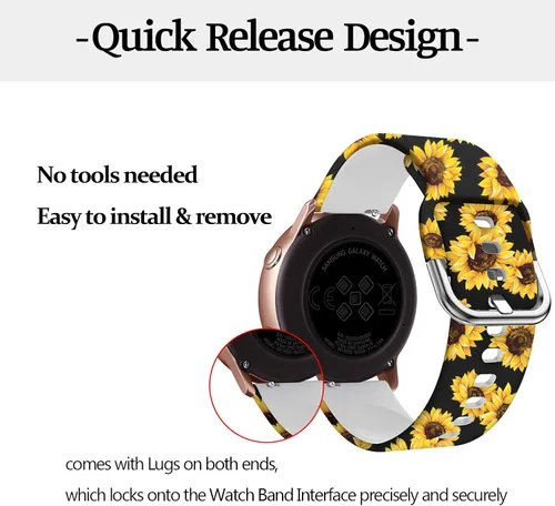 Vista 5 de Correa de silicona universal de repuesto para reloj, 25/32 pulgadas, correas suaves compatibles con reloj Gizmo/Samsung Galaxy Watch Active/1.65
