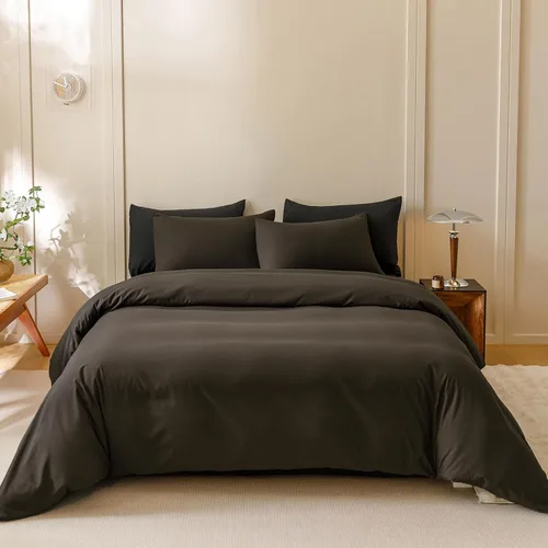 Vista 13 de Wellboo - Juego de edredón de tamaño matrimonial, ropa de cama de color gris gradiente sólido, gris plateado, gris claro, modernos, simples, blancos