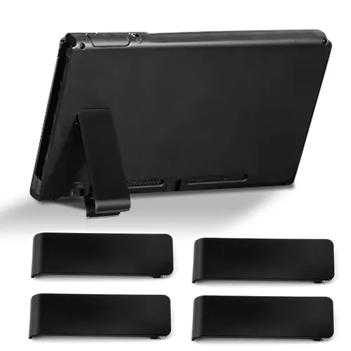 Vista 4 de 4pcs Back Stand for Nintendo Switch, Back Stand Kickstand Replacement Back Shell Holder Kickstand Replacement Compatible with Switch Console (Black)
