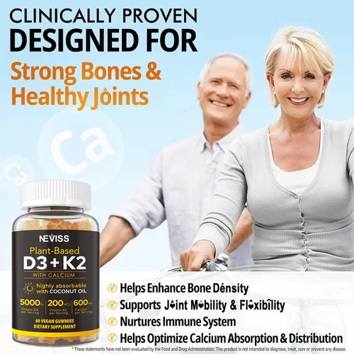 Vista 4 de Gomitas de oso de vitamina D3 K2 – Vitamina D3 5000iu y vitamina K2 de 200 mcg + calcio 600 mg para adultos y apto para GLP-1, aceite de coco