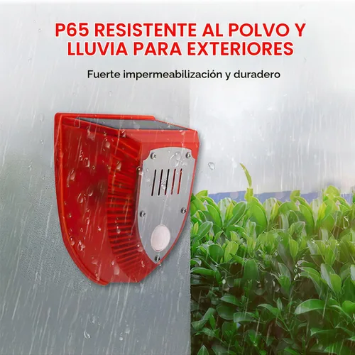 Vista 5 de Alarma solar con sensor de movimiento para exteriores: luces solares de alarma de seguridad con ladridos de perro y sonido de disparo