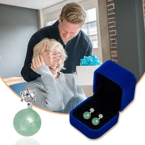 Vista 95 de Jade Earrings Studs,Green Jade Earrings for Women,925 Sterling Silver Earrings Studs for Sensitive Ears,Handmade Jade Earrings for Birthday