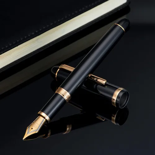 Vista 5 de Jinhao X350 - Pluma estilográfica mediana con convertidor, color negro con clip dorado
