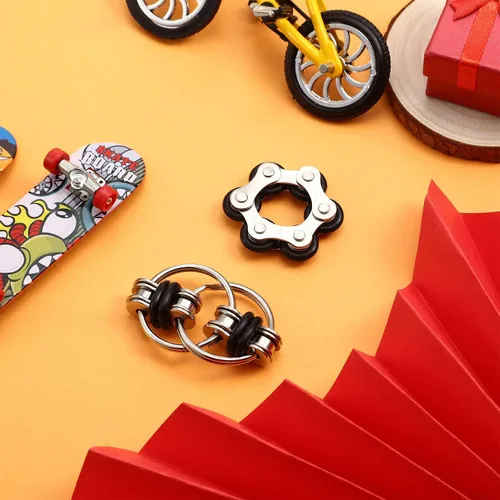 Vista 5 de Gejoy El juego de juguetes para ansiedad incluye seis cadenas de rodillos y reductores de estrés de cadena giratoria para autismo, alivio del estrés
