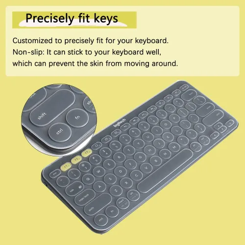 Vista 3 de Funda para teclado Logitech K380 y Pebble Keys 2 K380S Combo Multidispositivo Bluetooth, silicona, a prueba de polvo, accesorios de protección