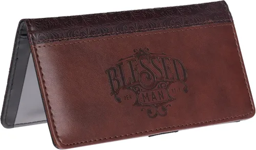 Vista 2 de Billetera y chequera de cuero sintético y mensaje cristiano, guarda duplicados de cheques y tarjetas de crédito, para mujeres y hombres, Casual, Uno
