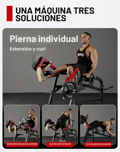 Vista 5 de GMWD Máquina de Extensión y Curl de Piernas, Extensión de Pierna Individual, Curl de Pierna Acostado, Curl de Pierna de Pie, Banco de Ejercicio