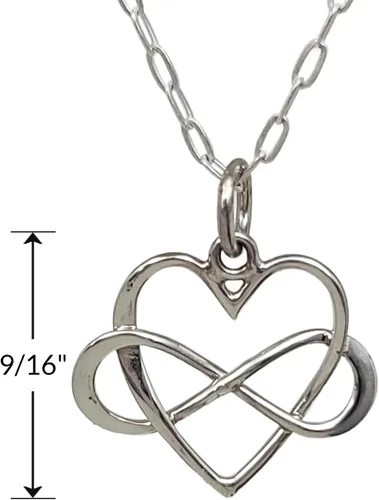 Vista 2 de EnCharmed Collar de plata de ley con dije de corazón infinito, 18 pulgadas