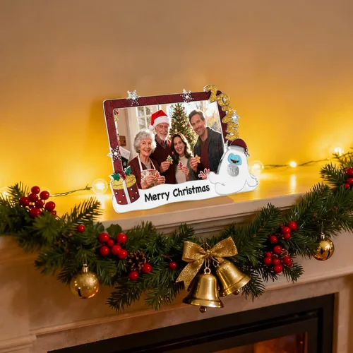 Vista 6 de Marco de Fotos Navideño 4x6 - Marco de Fotos 2025 de Metal con Vidrio de Alta Definición, Decoración del Hogar, Regalos de Navidad, Adornos