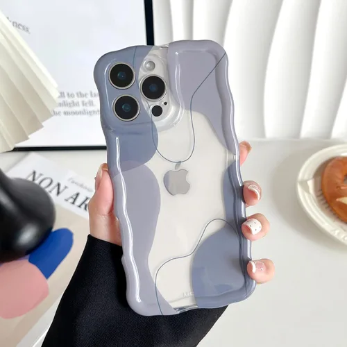 Vista 21 de DEFBSC Funda para iPhone 15 con bonito diseño ondulado, color negro