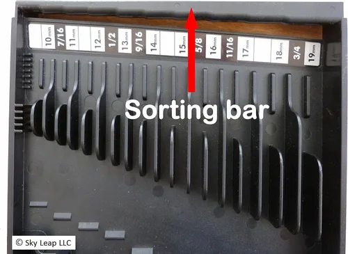 Vista 9 de TOOL SORTER Organizador de llaves (negro), fabricado en Estados Unidos