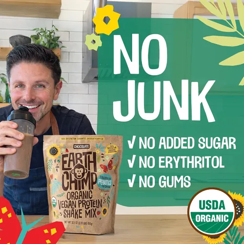 Vista 5 de EarthChimp Proteína Vegana Orgánica en Polvo - con Probióticos - Sin OMG, Sin Lácteos, Sin Suero, Proteína en Polvo a Base de Plantas para Mujeres