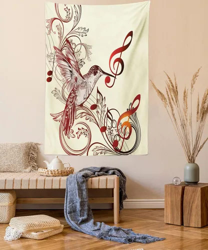 Vista 59 de Lunarable Tapiz mexicano, tema de cultura latinoamericana, sombrero de paja, manta de serape de Maracas, decoración de tela para colgar en la pared